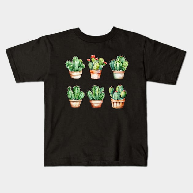 set of watercolor cactus Kids T-Shirt by in leggings